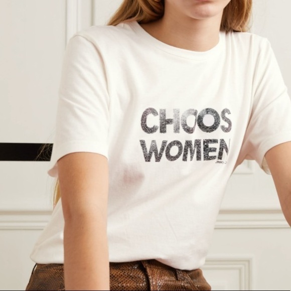JIMMY CHOO Printed Organic Cotton-jersey T-shirt - Picture 1 of 13